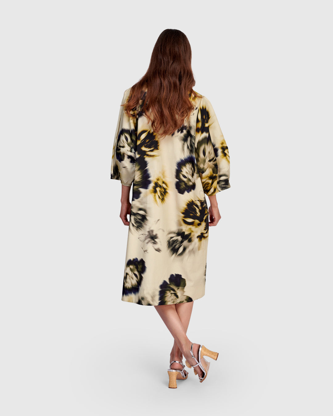 Cascalone Cotton Dress, Beige Floral