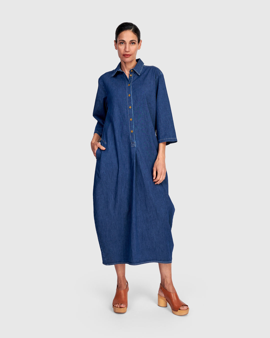Celine Maxi Shirtdress, Denim