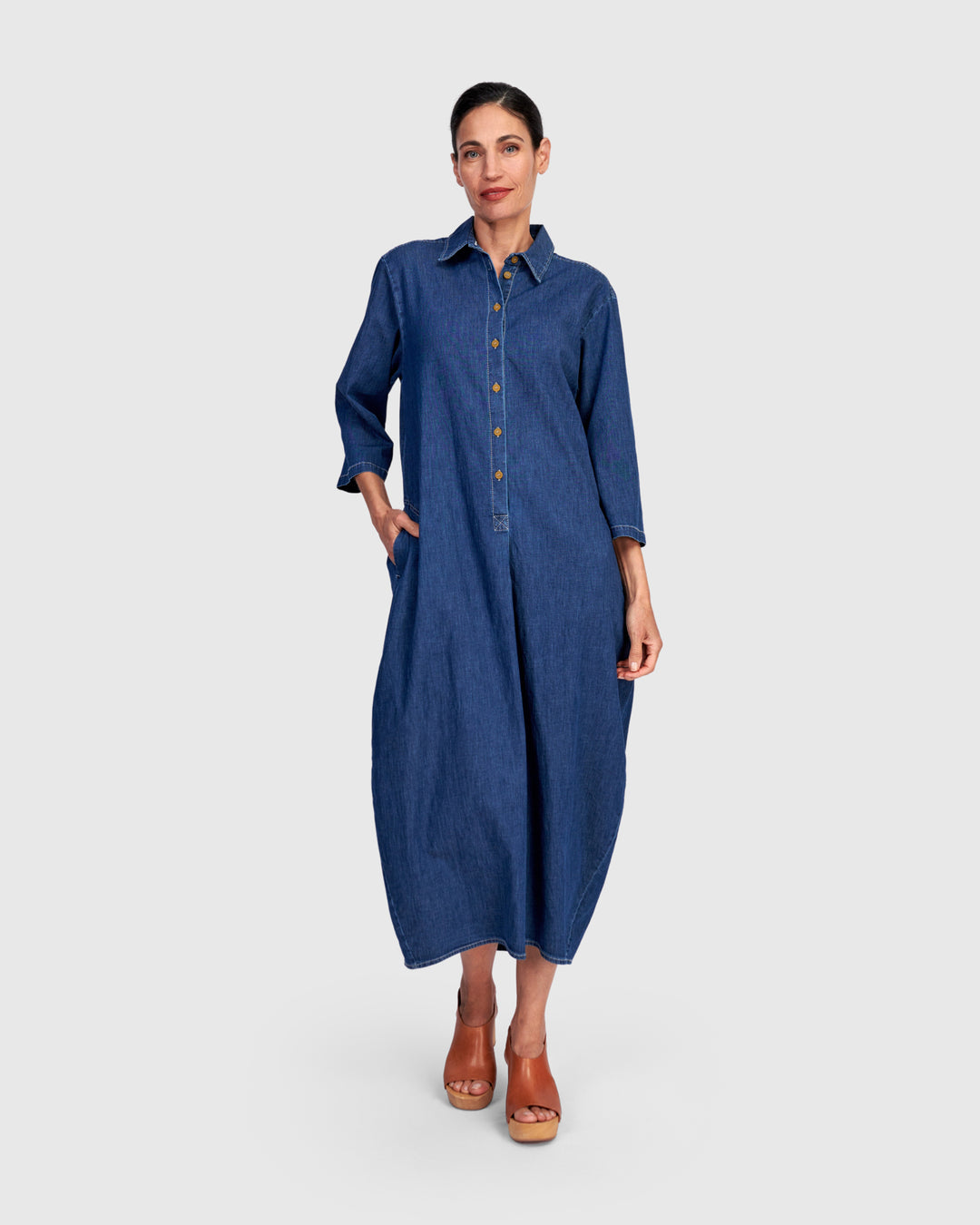Celine Maxi Shirtdress, Denim Alembika U.S. Celine Maxi Shirtdress, Denim Alembika U.S.
