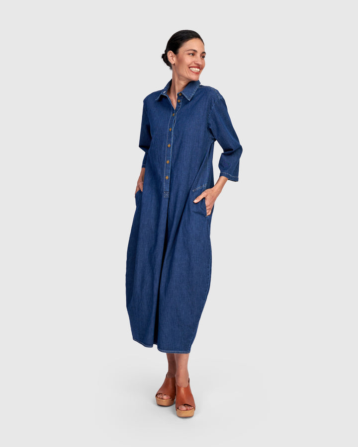 Celine Maxi Shirtdress, Denim