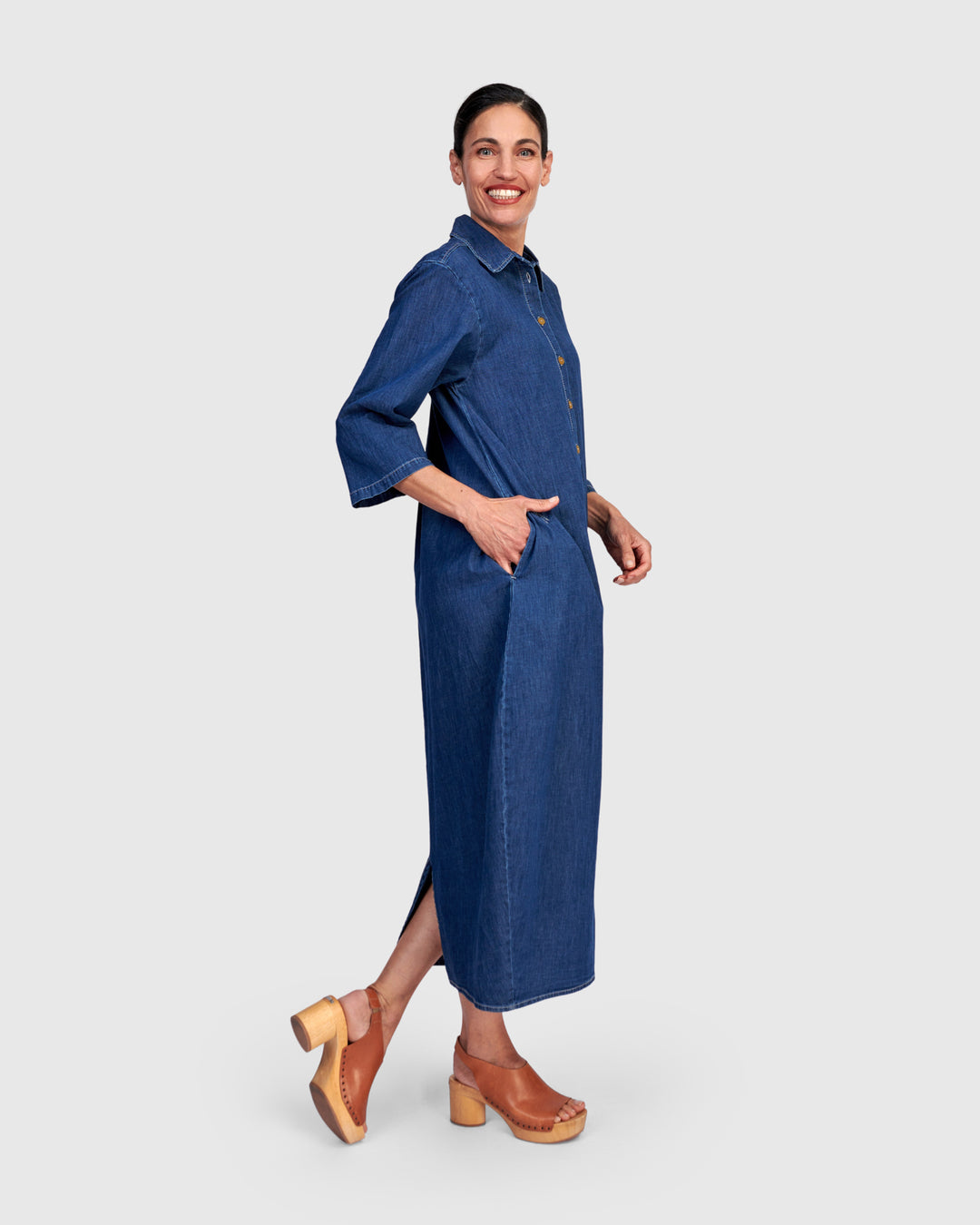 Celine Maxi Shirtdress, Denim