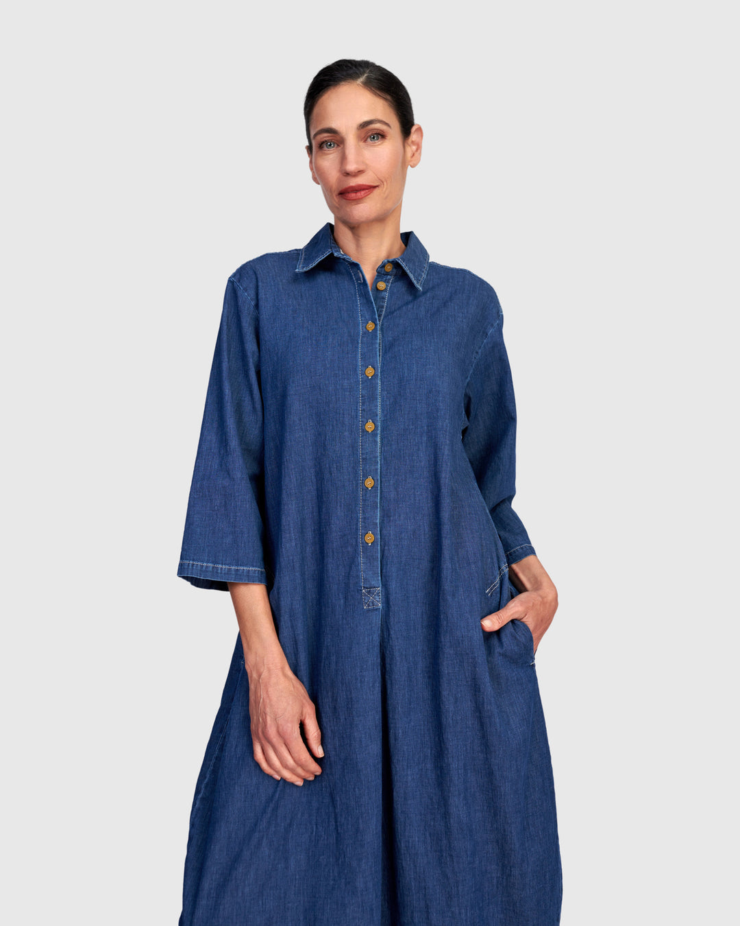 Celine Maxi Shirtdress, Denim