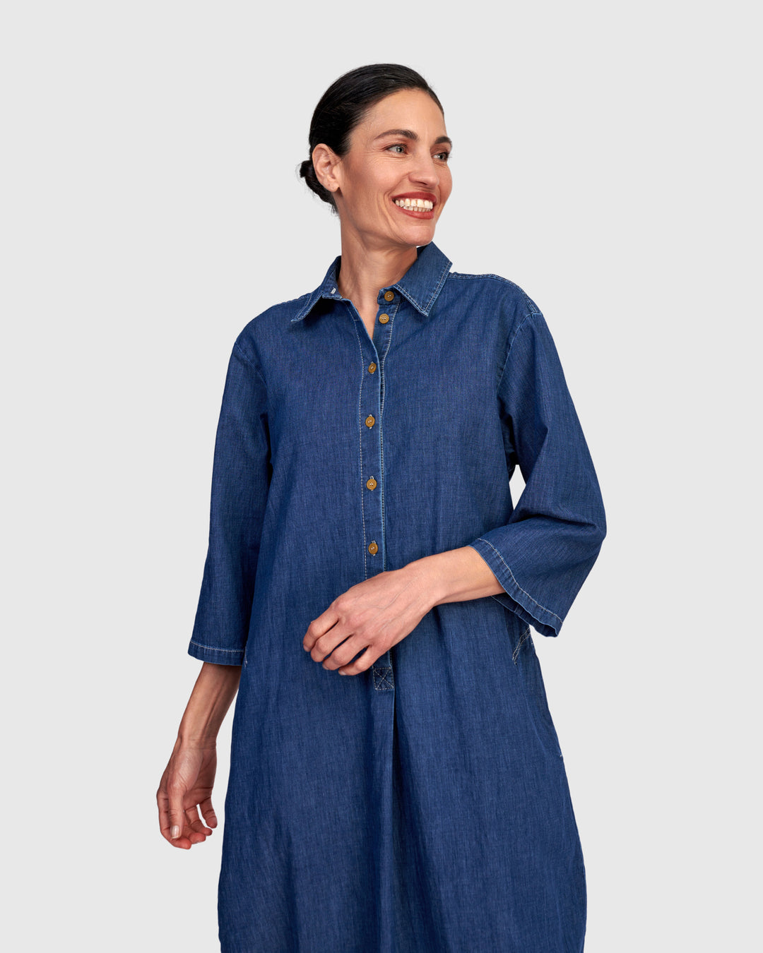celine denim dress Celine Triomphe Denim Mini Dress in Blue