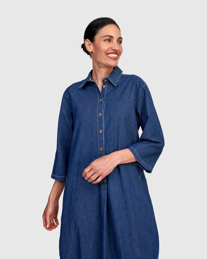Celine Maxi Shirtdress, Denim