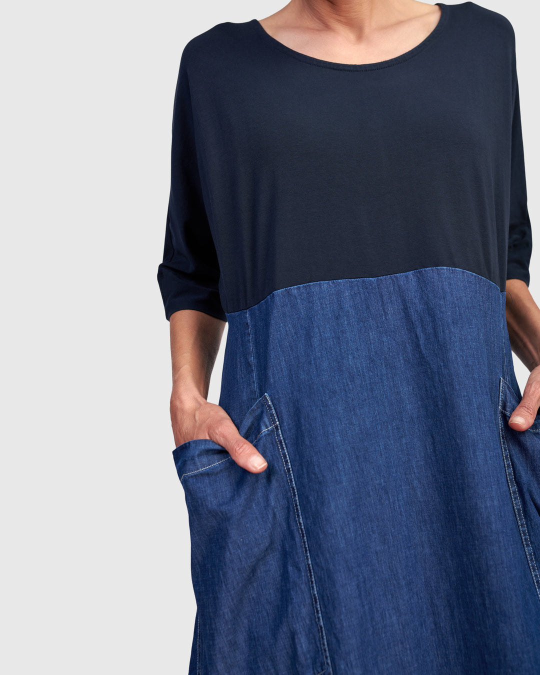 Alembika Amelia A-Line Dress, Denim Denim / S (US 8-12) Alembika Amelia A-Line Dress, Denim Denim / S (US 8-12)