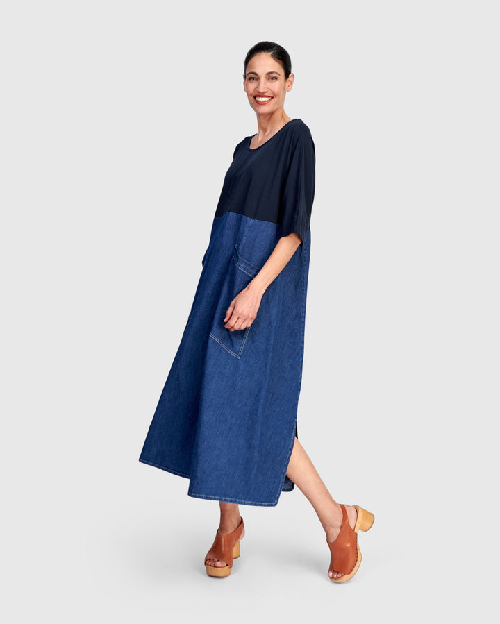 Amelia A-Line Dress, Denim
