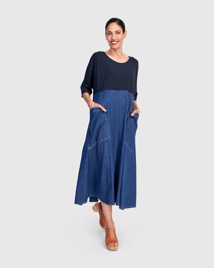 Amelia A-Line Dress, Denim