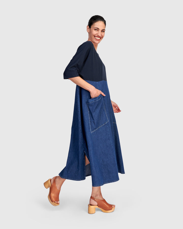 Amelia A-Line Dress, Denim