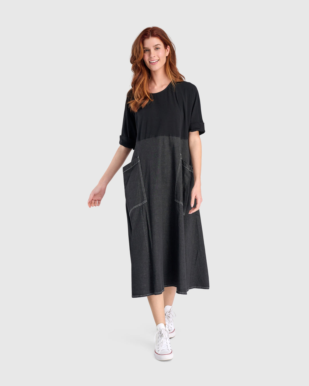 Alembika Amelia A-Line Dress, Jet Denim Jet / XL (US 18-20) Alembika Amelia A-Line Dress, Jet Denim Jet / XL (US 18-20)