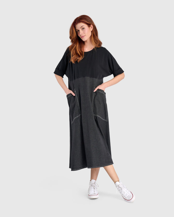 Amelia A-Line Dress, Jet Denim