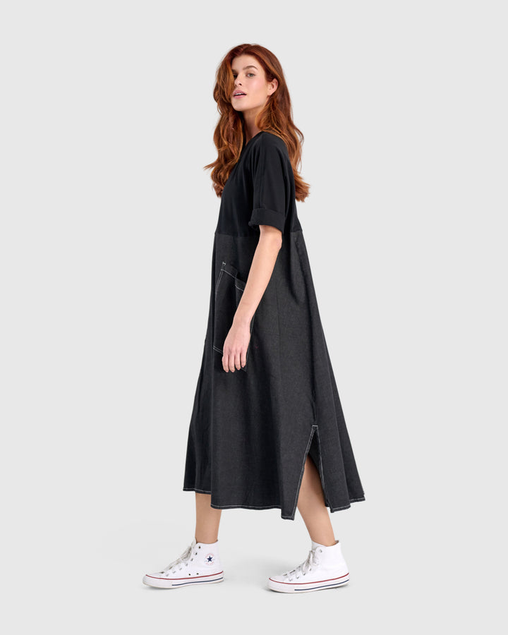 Amelia A-Line Dress, Jet Denim