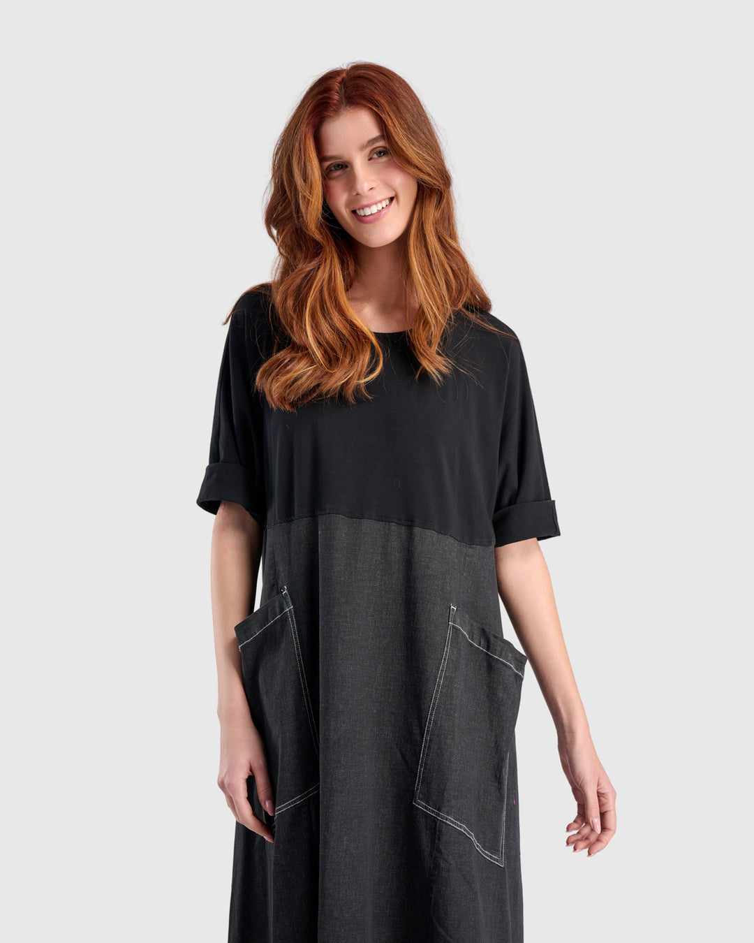 Amelia A-Line Dress, Jet Denim