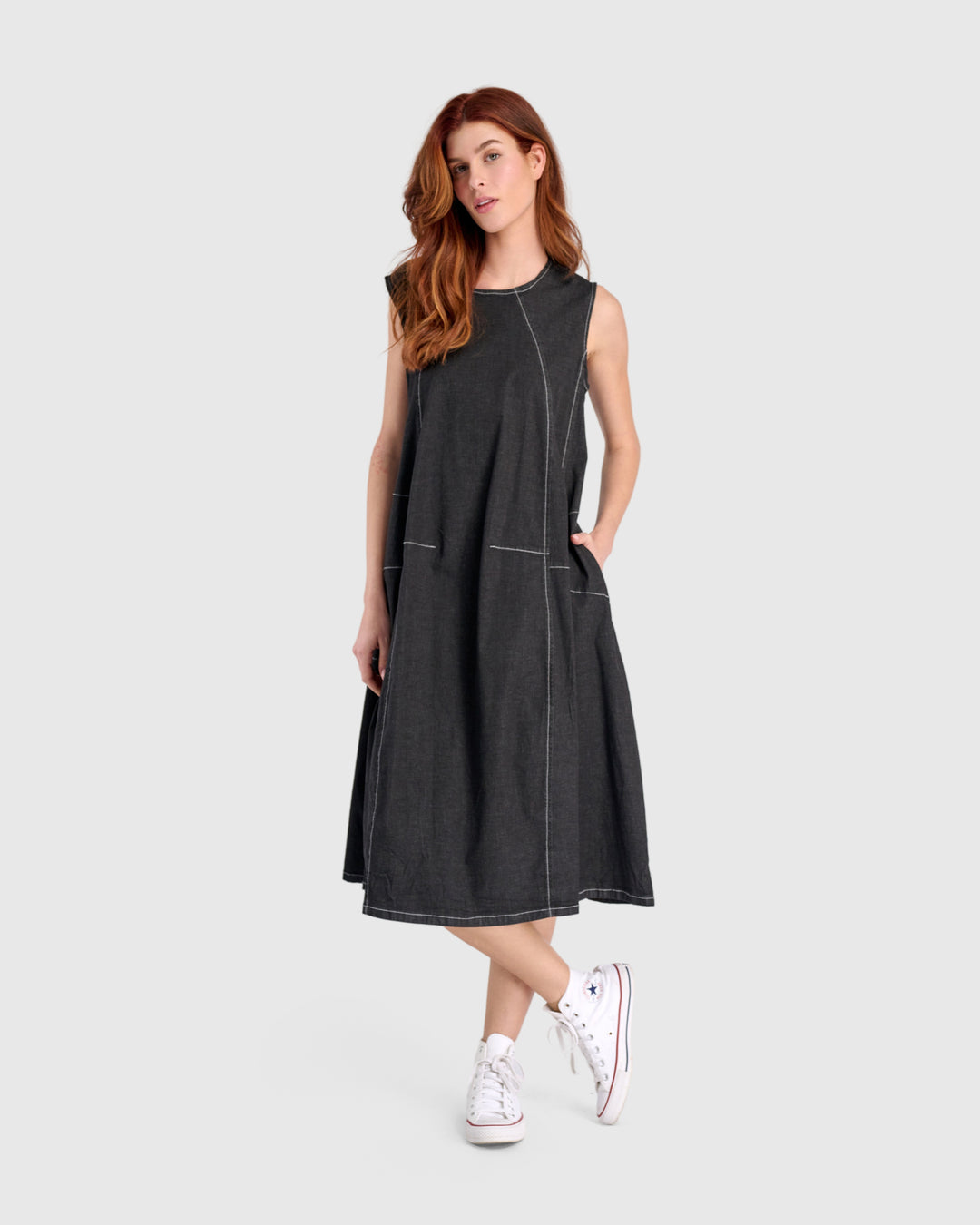 Ceci Swing Dress, Jet Denim