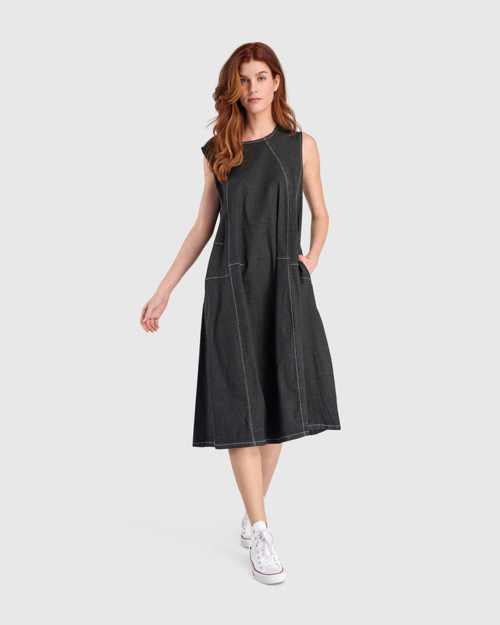 Ceci Swing Dress, Jet Denim