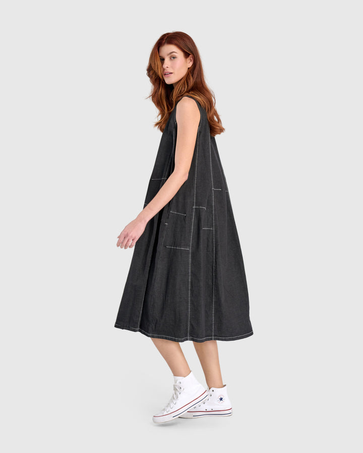 Ceci Swing Dress, Jet Denim