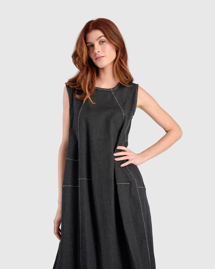 Ceci Swing Dress, Jet Denim