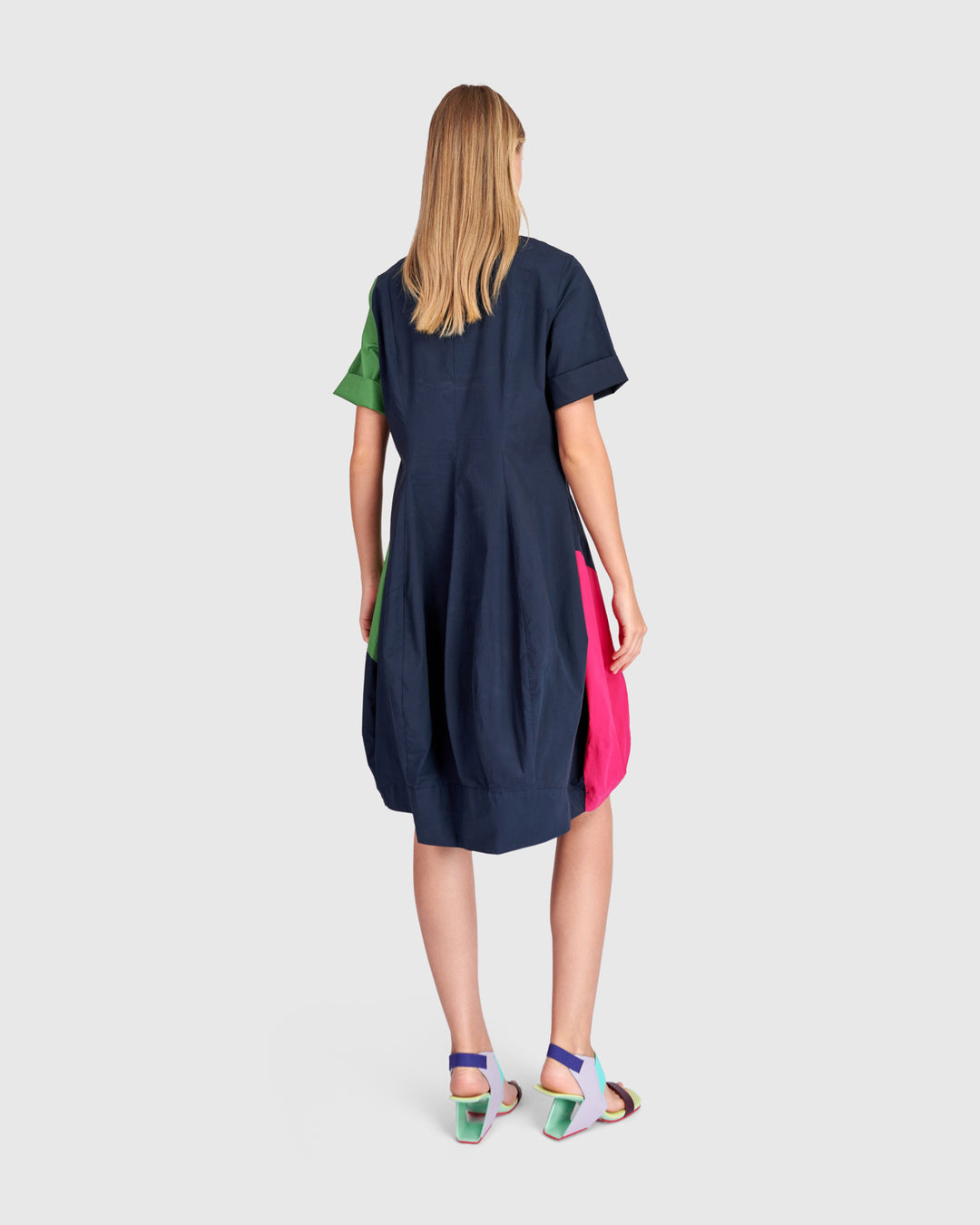 Barb Cotton Shirtdress, Navy Multi