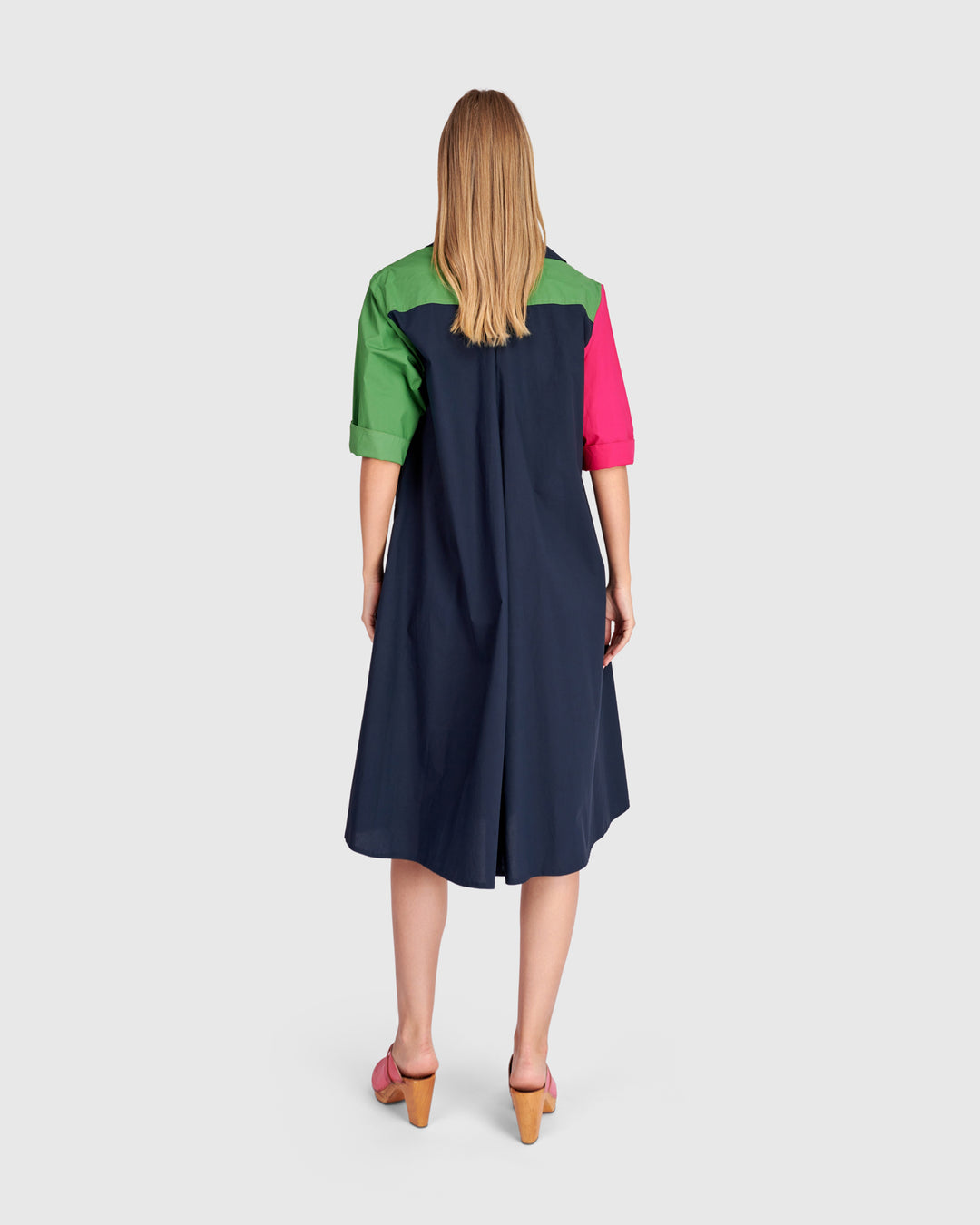 Splash Popover Dress, Navy Multi