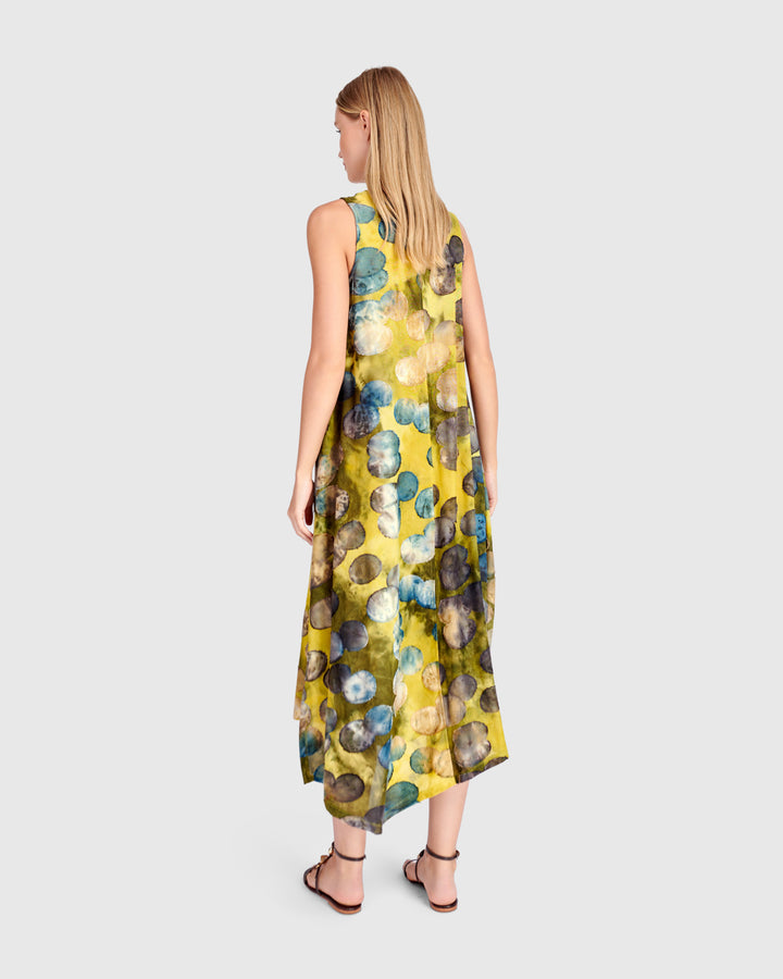 Talisman Tank Dress, Gold/Ocean Dots