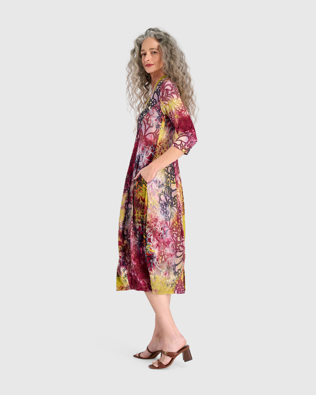 Confetti Cocoon Dress, Raspberry/Gold