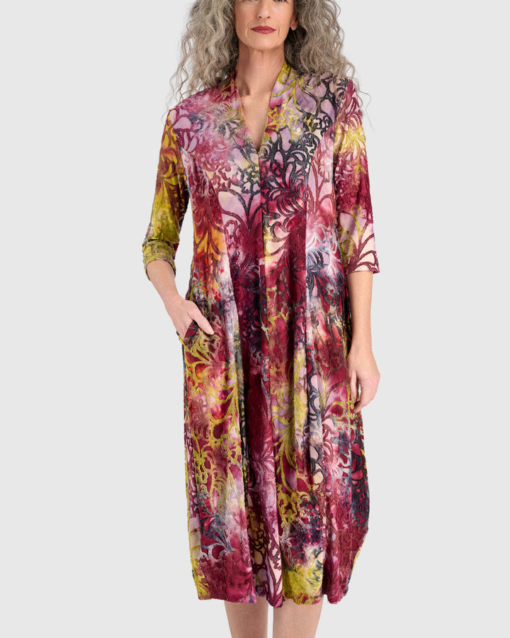 Confetti Cocoon Dress, Raspberry/Gold