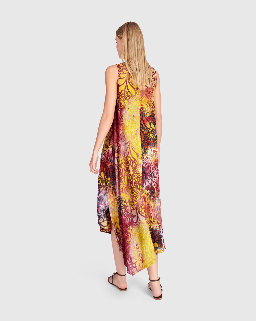 Cascade Tank Dress, Raspberry/Gold