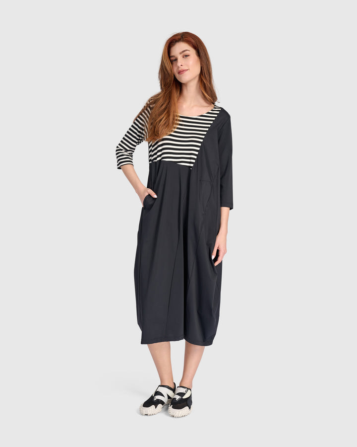 Tekbika Trek Dress, Black/Stripes