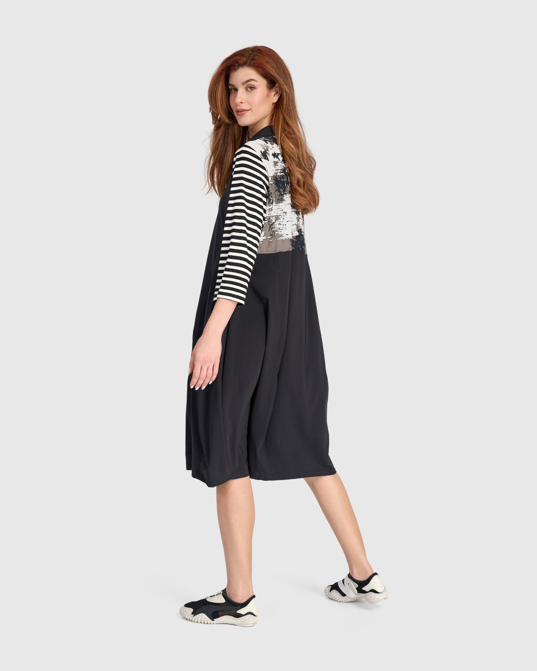 Tekbika Range Shirtdress, Black/Stripes