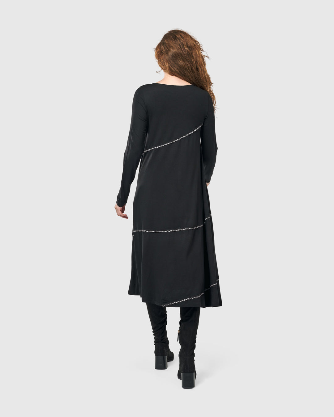Nightingale Pullover Midi Dress, Black