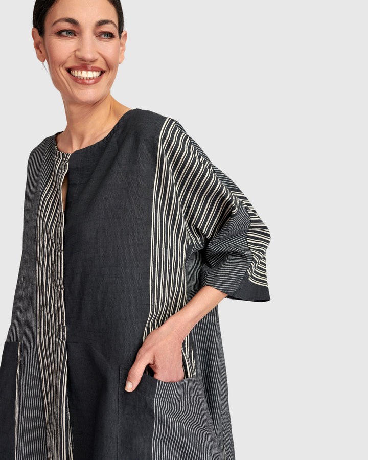 Urban Daybreak Oversized Dress, Slate Stripes