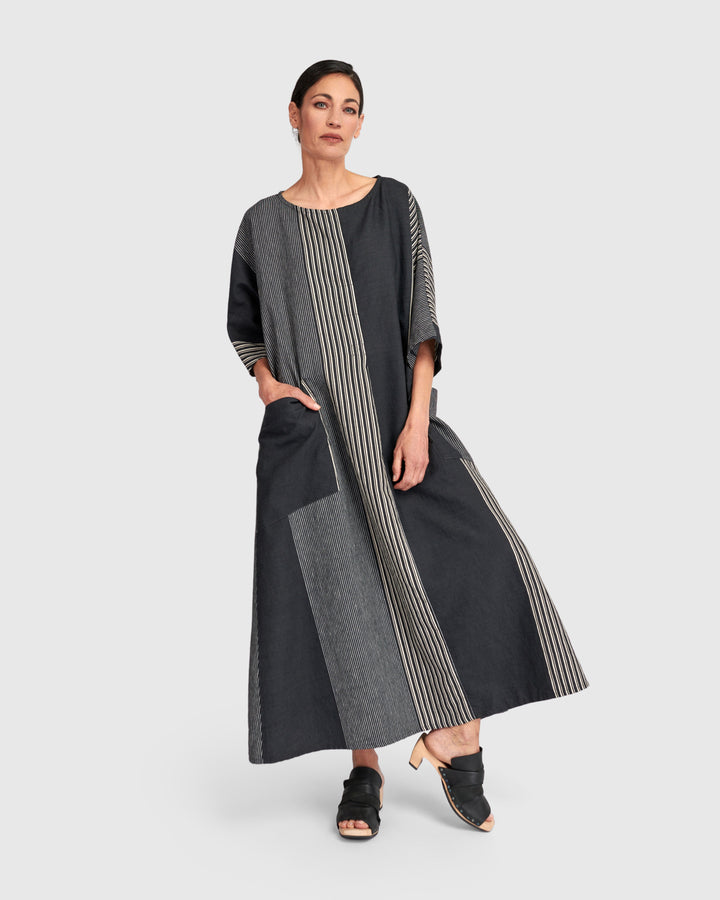 Urban Daybreak Oversized Dress, Slate Stripes
