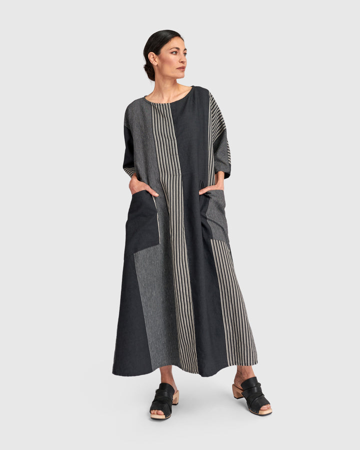 Urban Daybreak Oversized Dress, Slate Stripes
