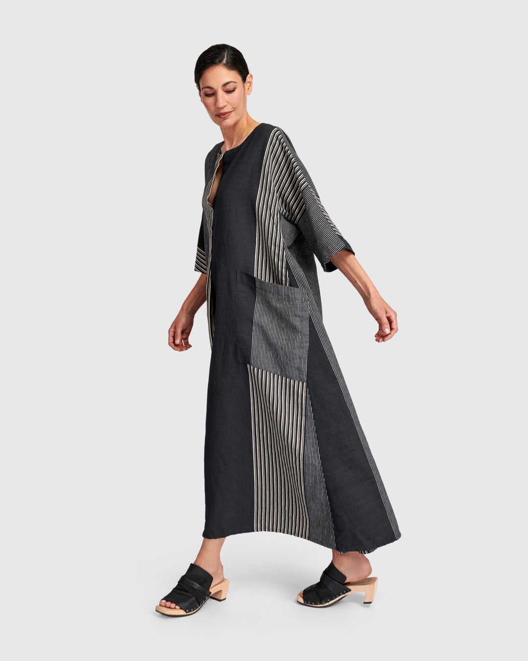 Urban Daybreak Oversized Dress, Slate Stripes