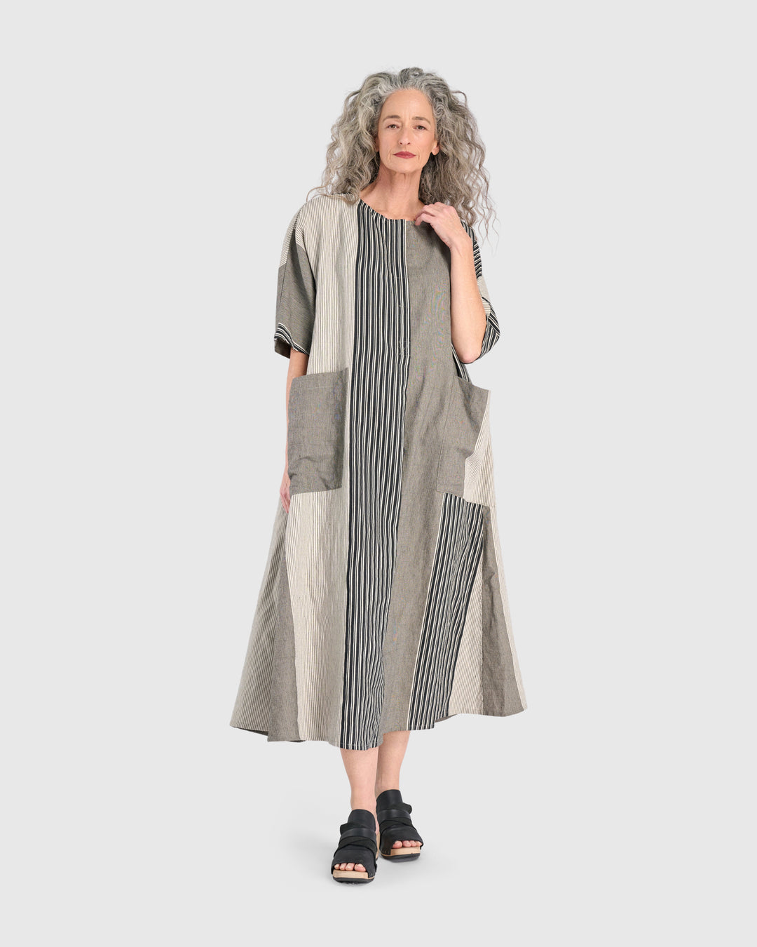 striped oversized dress Mint Condition Aqua Blue & Mint Stripe One Shoulder Maxi Dress