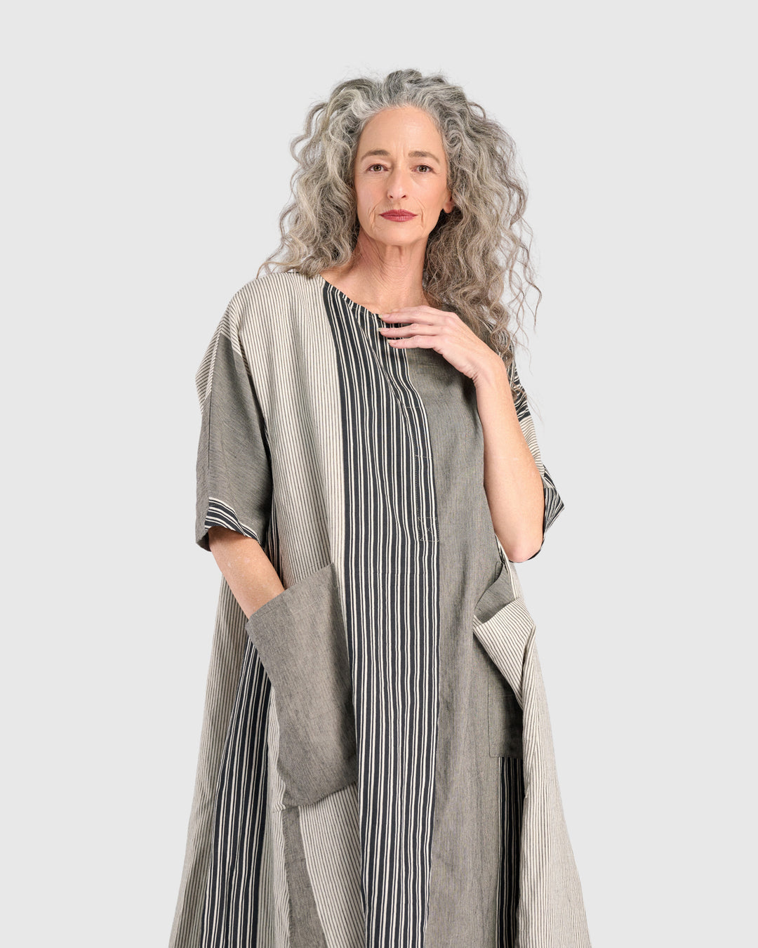 Urban Daybreak Oversized Dress, Sand Stripes