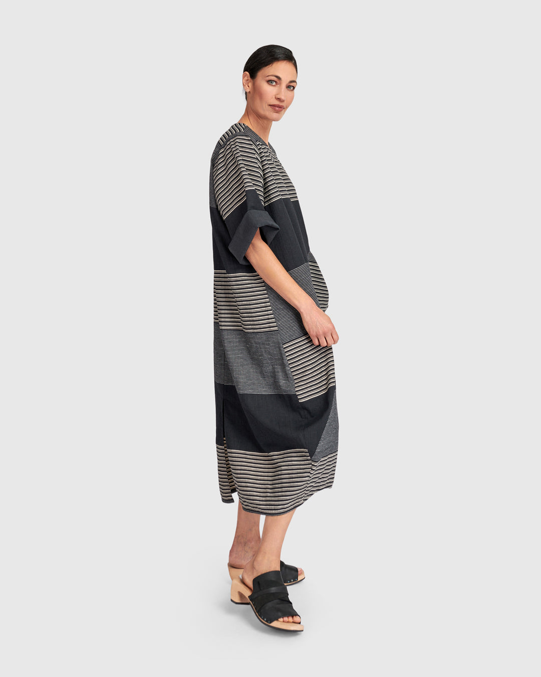 Urban Unfurl Relaxed Pocket Dress, Slate Stripes
