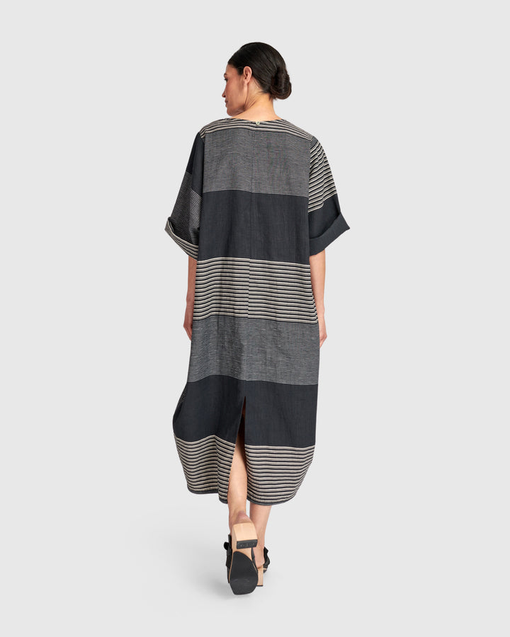 Urban Unfurl Relaxed Pocket Dress, Slate Stripes