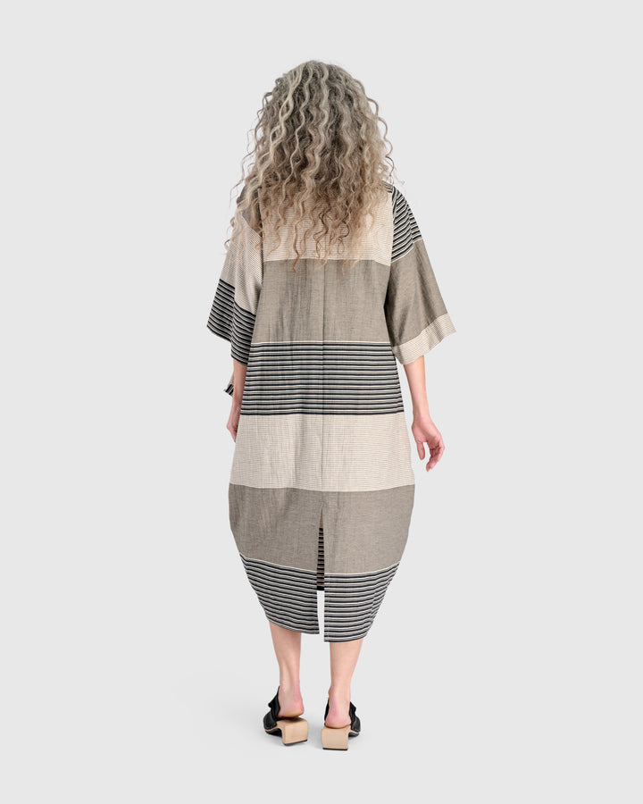 Urban Unfurl Relaxed Pocket Dress, Sand Stripes