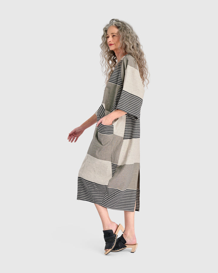 Urban Unfurl Relaxed Pocket Dress, Sand Stripes