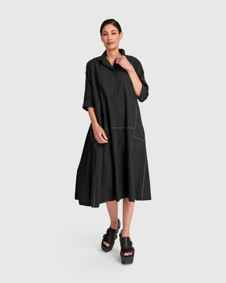 Urban The Edit Cotton A-Line Dress, Black