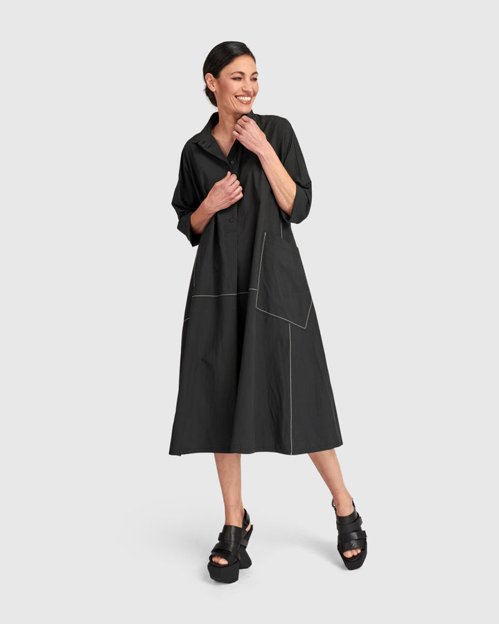 Urban The Edit Cotton A-Line Dress, Black