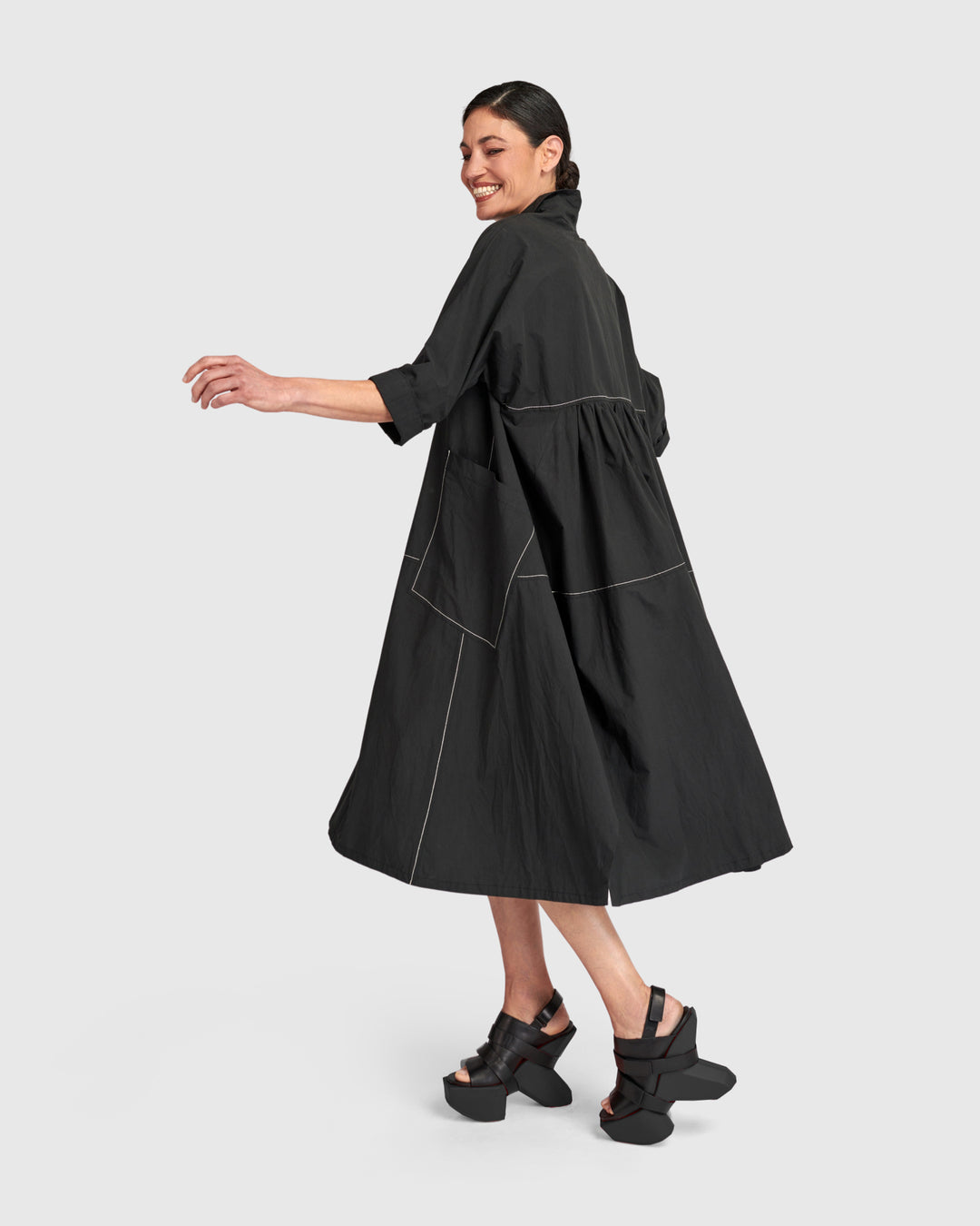 Urban The Edit Cotton A-Line Dress, Black