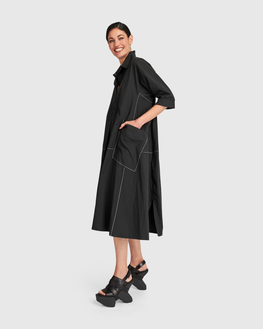 Urban The Edit Cotton A-Line Dress, Black