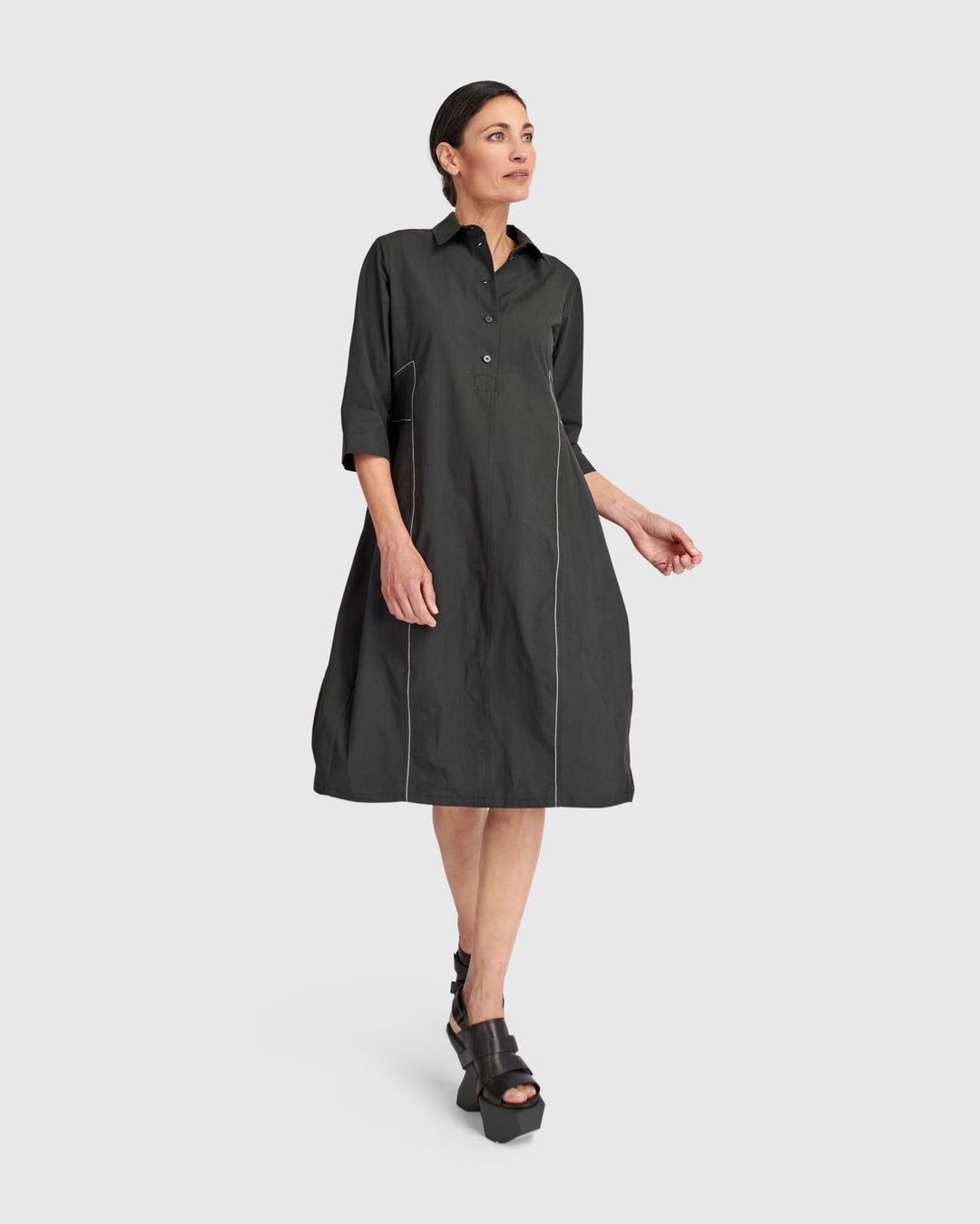 Urban The Edit Cotton Shirtdress, Black