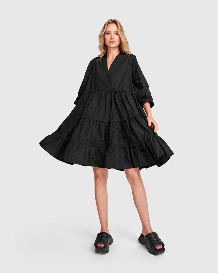 Urban Tiered Mini Dress, Black
