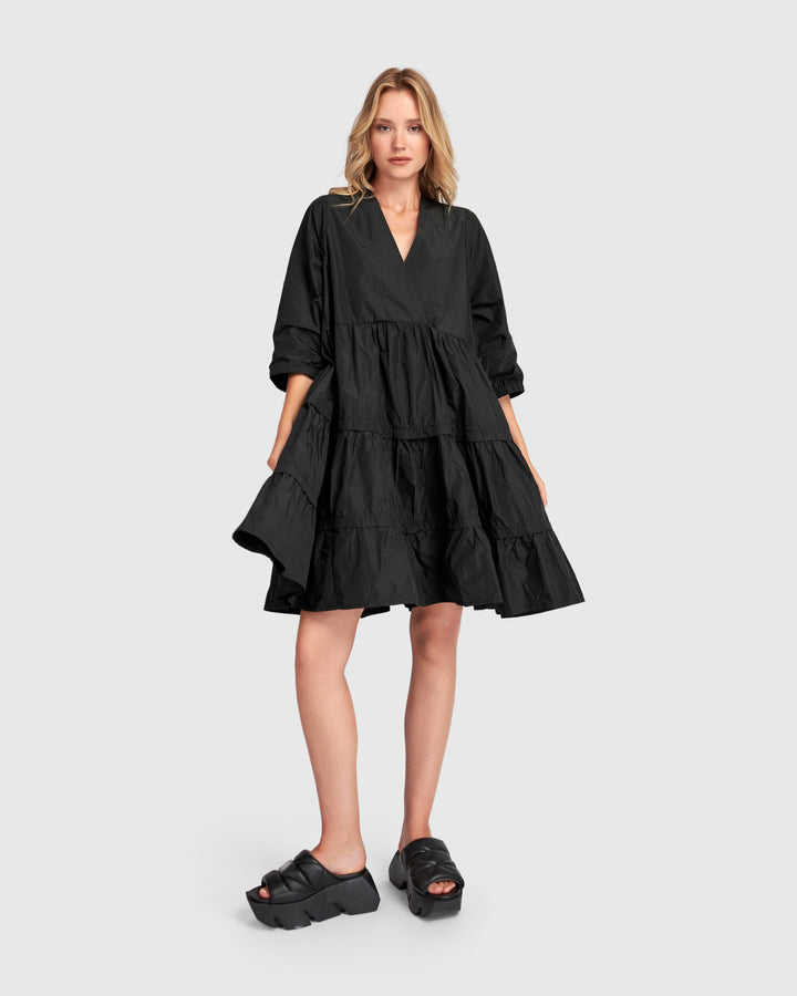 Urban Tiered Mini Dress, Black
