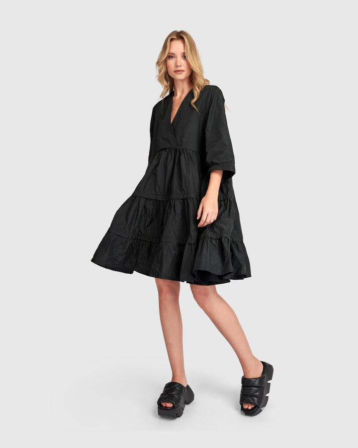 Urban Tiered Mini Dress, Black