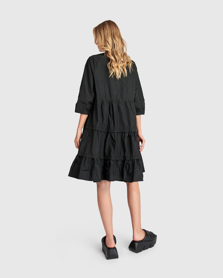 Urban Tiered Mini Dress, Black