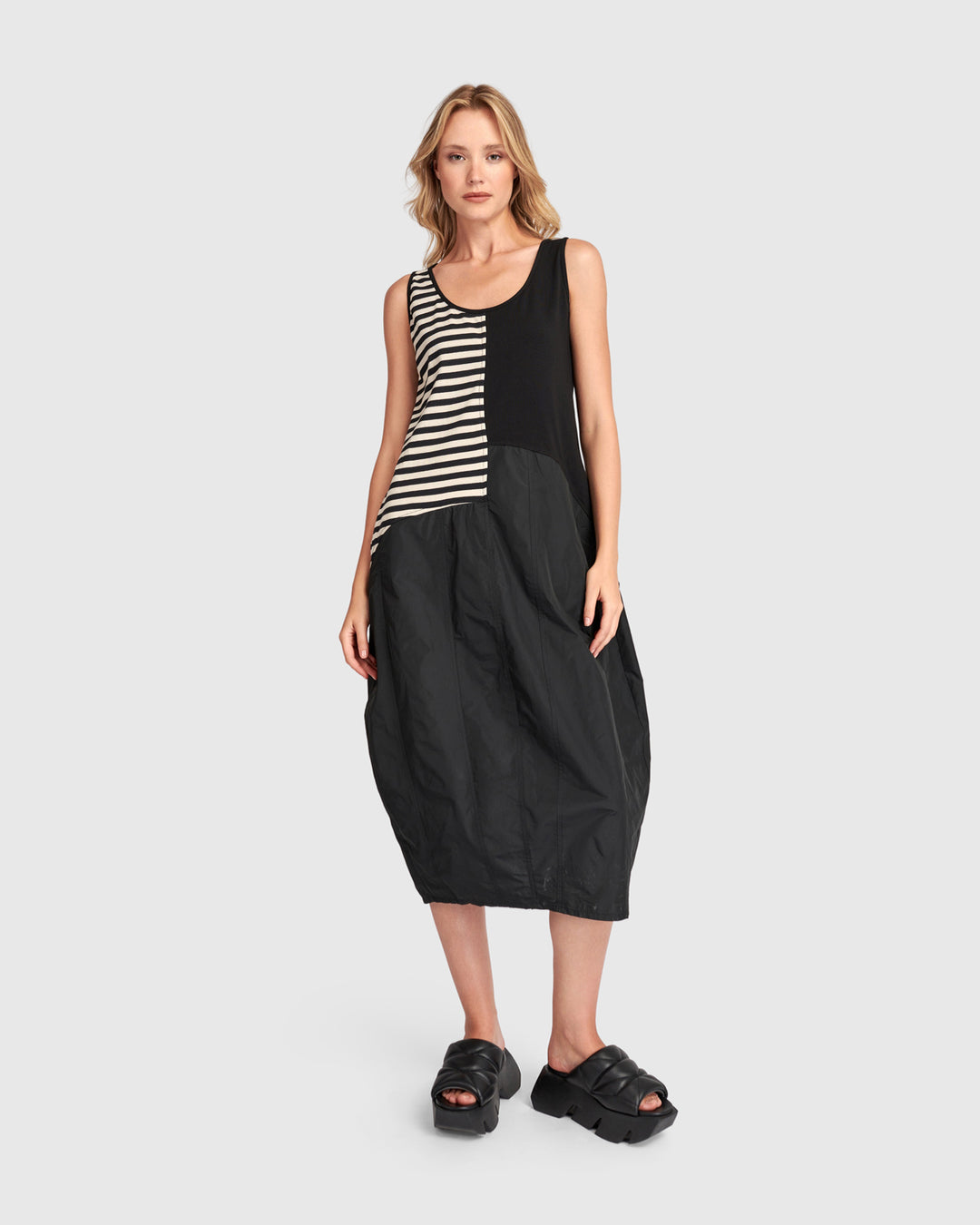 Urban Motion Tank Cocoon Dress, Stripes