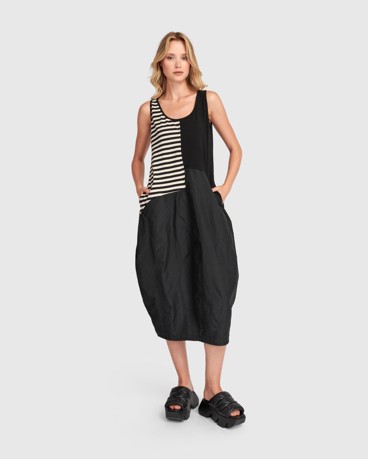 Urban Motion Tank Cocoon Dress, Stripes